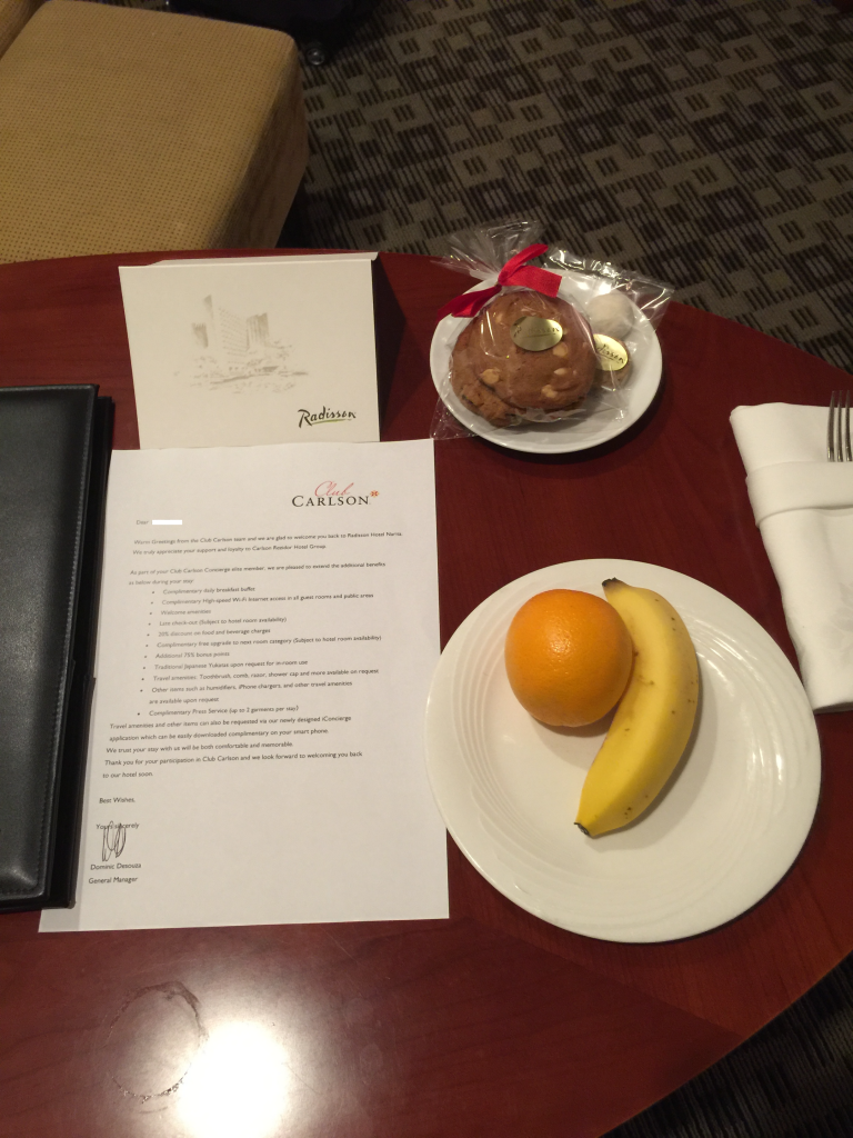 Radisson Narita - wstawka - welcome gift