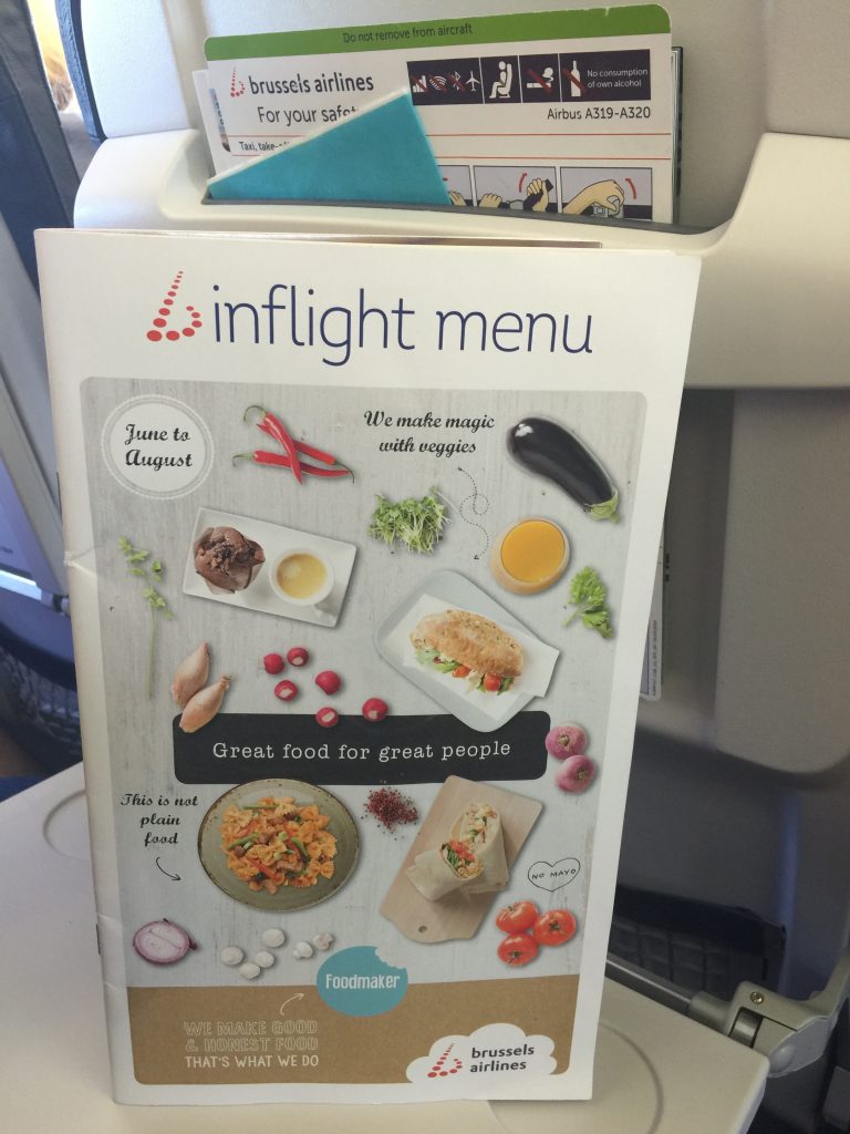 Brussels Airlines - serwis pokładowy: menu