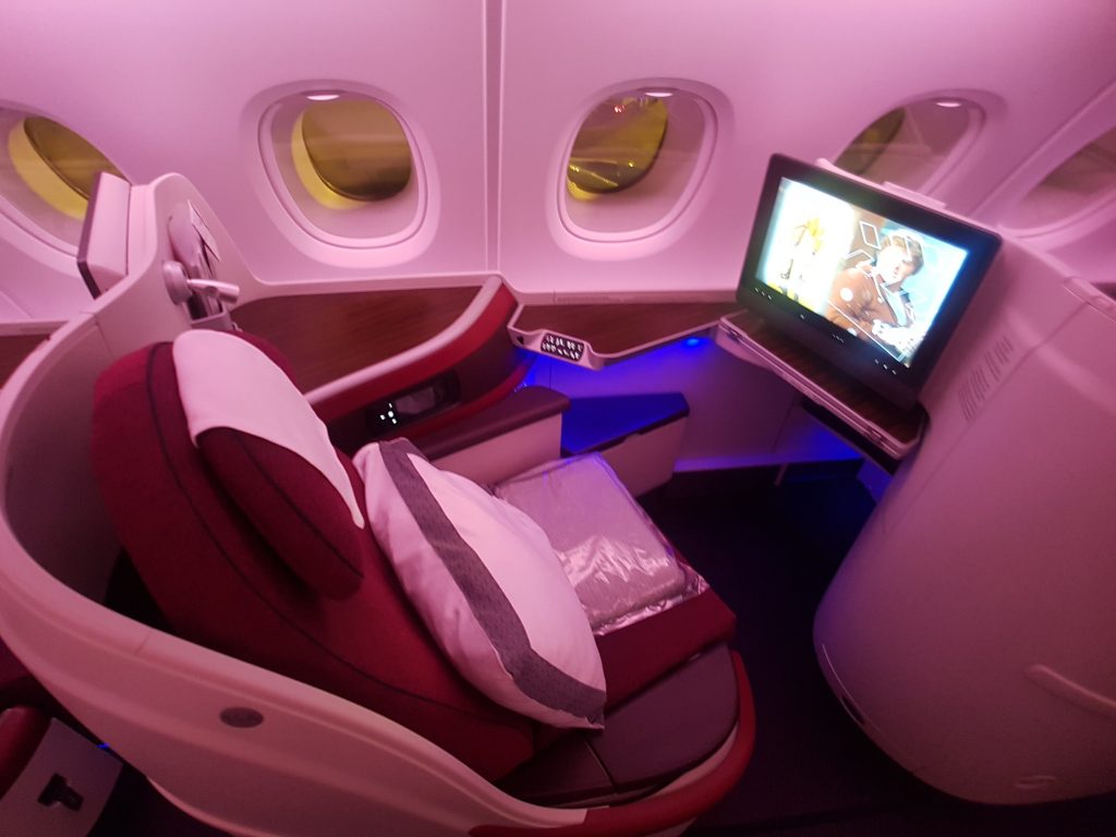 Qatar Airways A380 - fotel 11A w klasie biznes