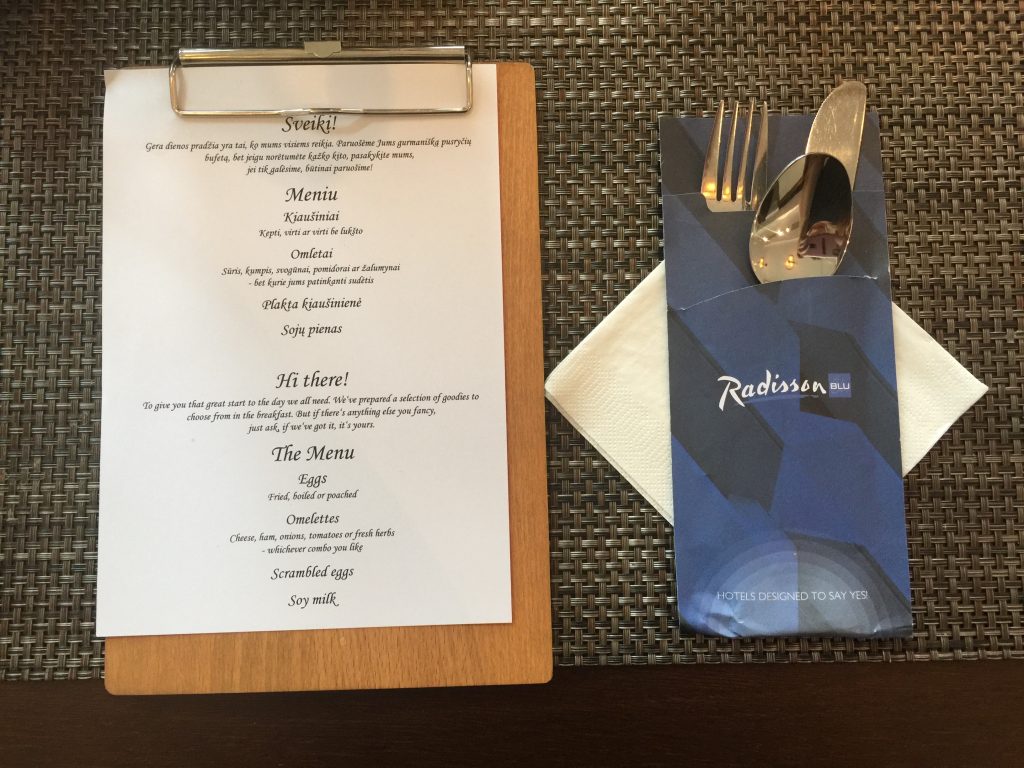 Radisson Blu Royal Astorija Hotel, Wilno - śnidanie - dania do zamówienia