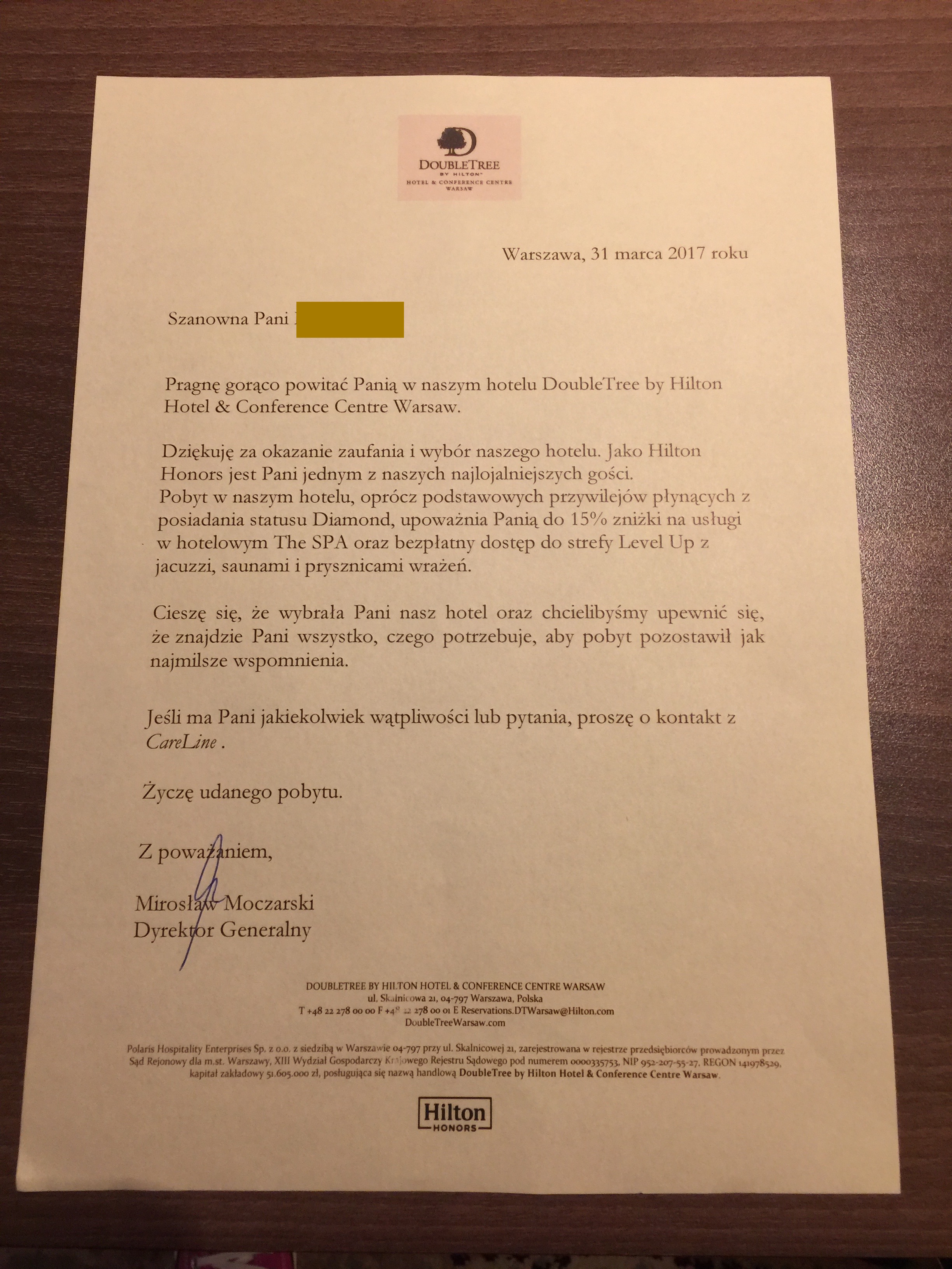 List Powitalny W Hotelu Przykład IMG_1313 | UPGRD.PL Podróż jakiej chcesz!